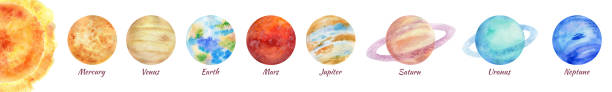 ilustraciones, imágenes clip art, dibujos animados e iconos de stock de sistema solar - jupiter