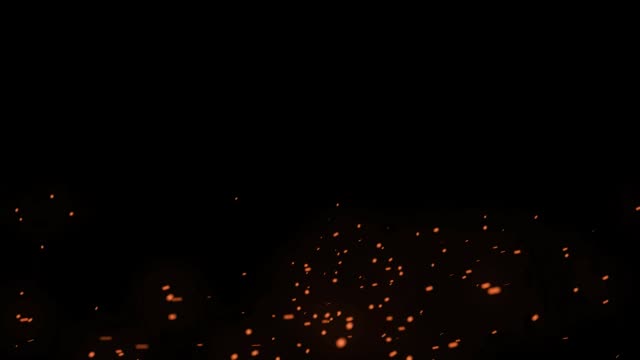 Full Hd glowing fire sparks VFX asset 10 seconds over black background. Green screen fire spark animation.