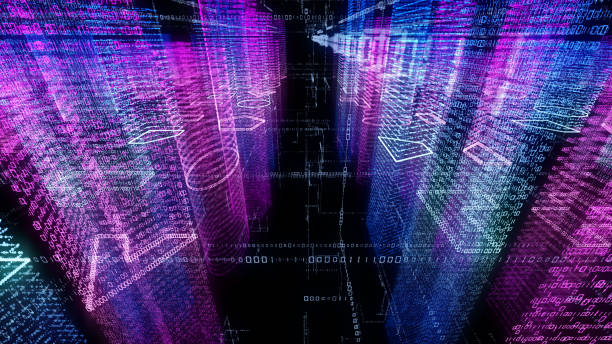 istock 3D rendering of abstract virtual city inside a computer system. Hologram 3D Big Data Digital City 1220396243