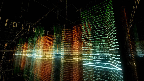 istock 3D rendering of abstract virtual city inside a computer system. Hologram 3D Big Data Digital City 1220396656