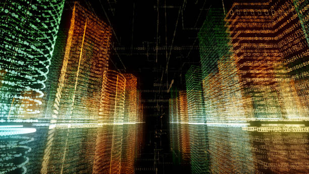 istock 3D rendering of abstract virtual city inside a computer system. Hologram 3D Big Data Digital City 1220396827