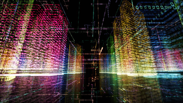 istock 3D rendering of abstract virtual city inside a computer system. Hologram 3D Big Data Digital City 1220397905