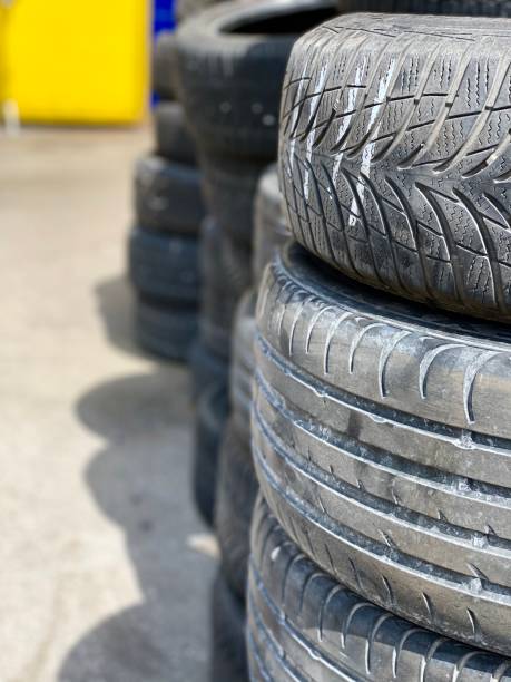 istock Close up of car tires 1220401385