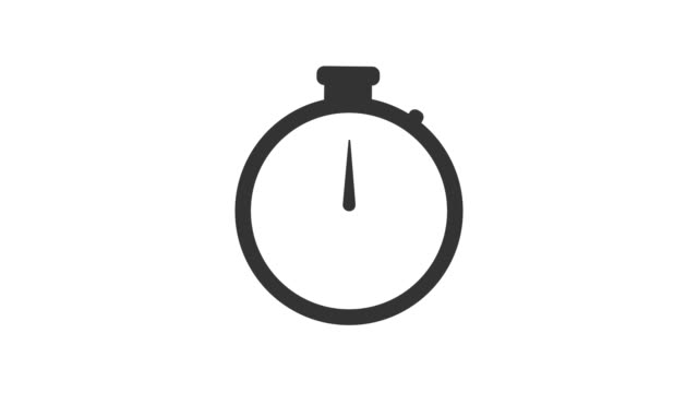 Stopwatch animated icon. Clock with moving arrows. Loop. Alpha channel. 4k animation