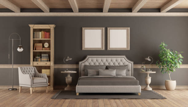 istock Classic style master bedroom with retro furniture 1220402514