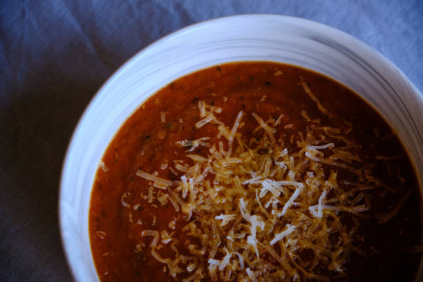 istock Homemade tomato soup with parmesan cheese 1220403167