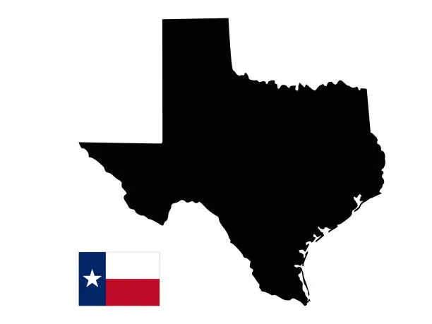 Vector illustration of Texas map with flag