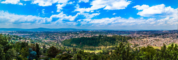 Panorama of Kigali, Rwanda Kigali captured from Nyarugenge hill Rwanda kigali convention center stock pictures, royalty-free photos & images
