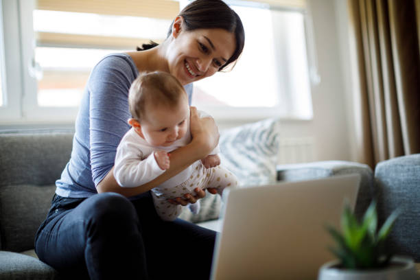 istock Mother having video call from home 1220412079