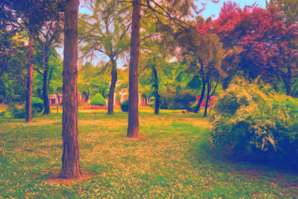 istock Oil landscape painting 1220412496