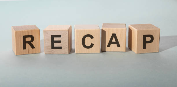 istock concept word RECAP on wooden cubes on a grey blue background 1220414017