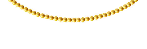 ilustraciones, imágenes clip art, dibujos animados e iconos de stock de plantilla de cadena dorada con eslabones de bolas, ilustración vectorial realista aislada. - chunky jewelry