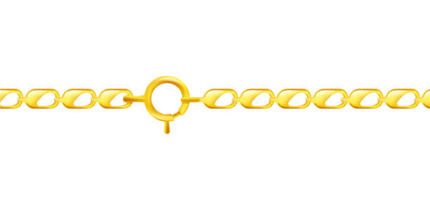 istock Mockup of golden chain with lock, realistic vector illustration isolated. 1220418010