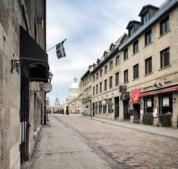istock Empty Old Montreal street scene on a cloudy Springtime day 1220420155