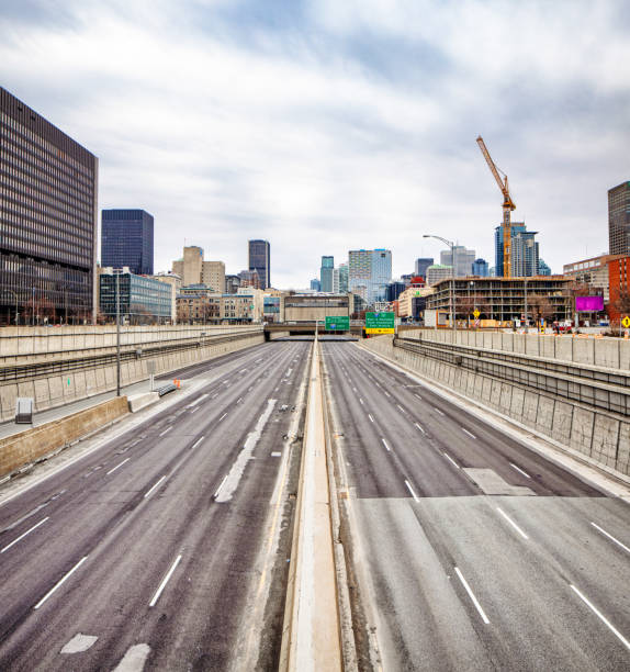 istock Montreal empty Ville-Marie highway on a cloudy afternoon 1220420175