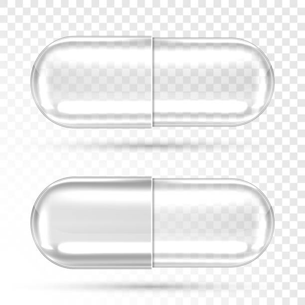 wektor puste przezroczyste kapsułki pigułki - capsule pill vitamin pill herbal medicine stock illustrations