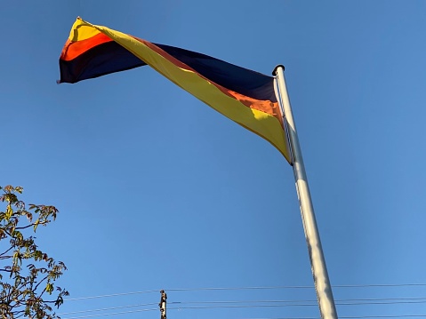 German flag on blue sky