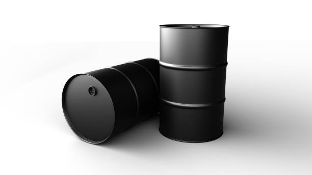istock Black oil barrels isolated on white. 3D-rendering. 1220423366