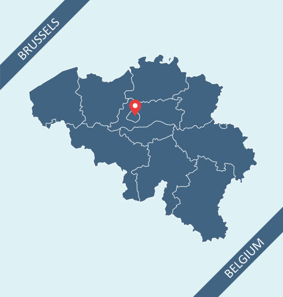 Belgium map Map of Belgium with its capital location, Brussels, for web page, application, and educational purposes. The map is accurately prepared by a map expert. germany blank map pics stock illustrations