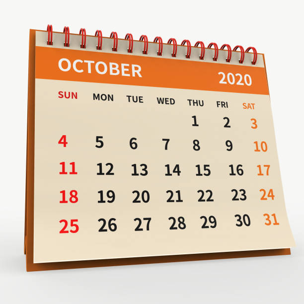 istock Standing Desk Calendar October 2020, color page 1220426495