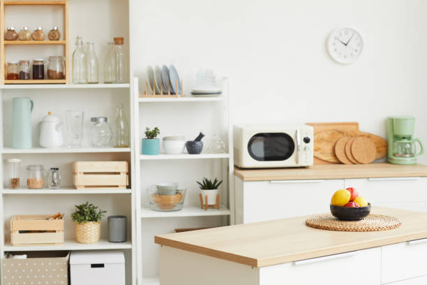 interni cucina contemporanea - domestic kitchen appliance home interior house foto e immagini stock
