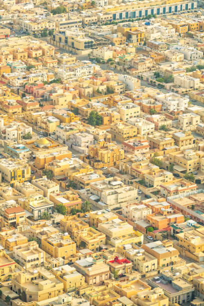 Residential district in downtown Riyadh Saudi Arabia as seen from above on a sunny day.