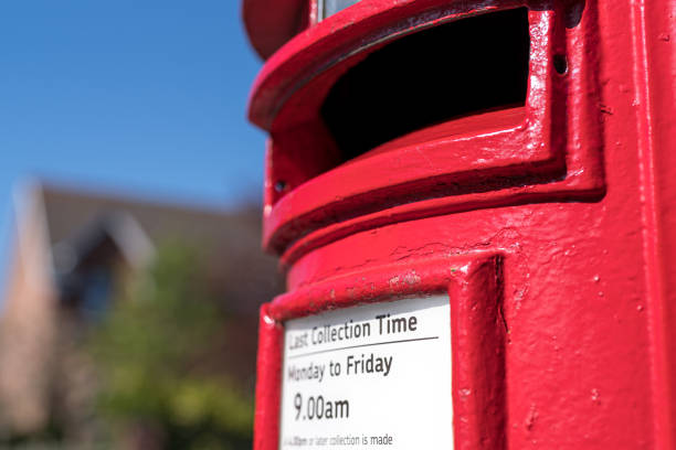 Closeup of an old traditional British red Postbox