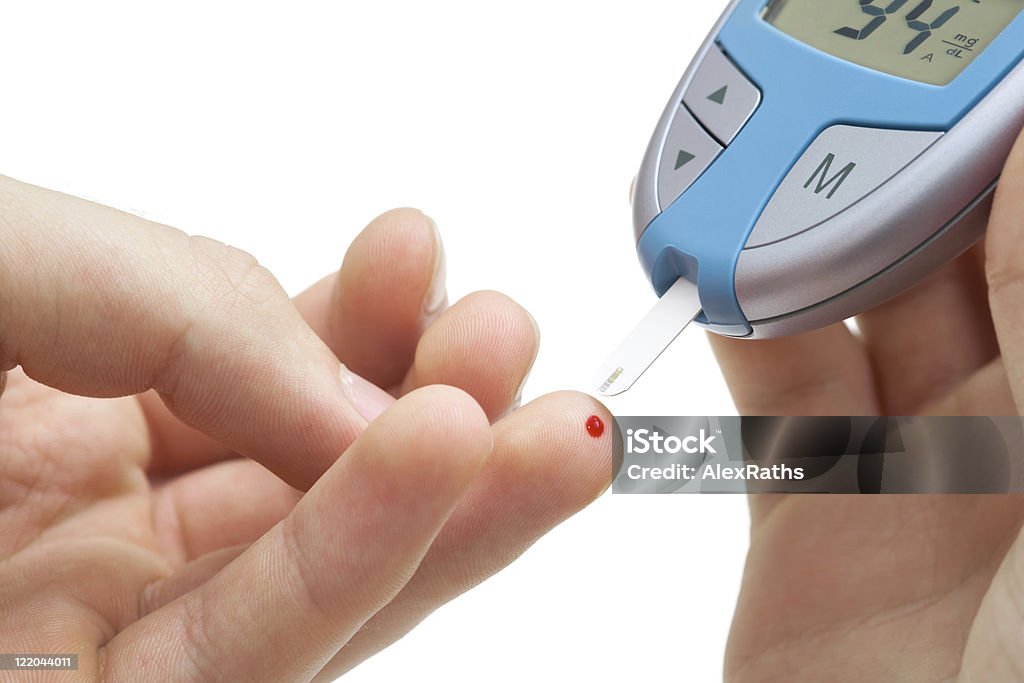 Glucose level-Blut-test - Lizenzfrei Ausrüstung und Geräte Stock-Foto