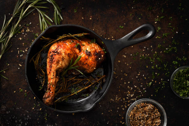 Chicken leg in a skillet
