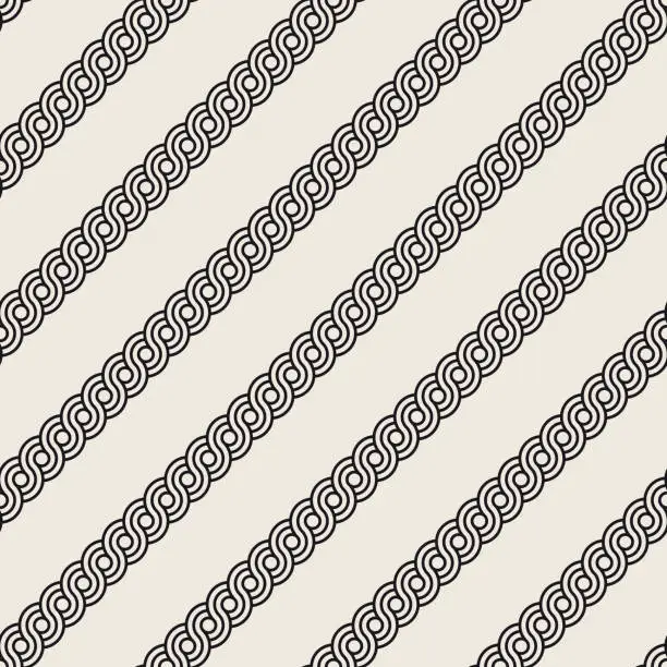 Vector illustration of Vector seamless interlacing lines pattern. Modern stylish abstract background. Repeating geometric stripes design.