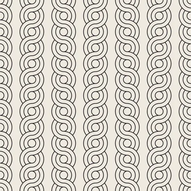 Vector illustration of Vector seamless interlacing lines pattern. Modern stylish abstract background. Repeating geometric rounded stripes design.