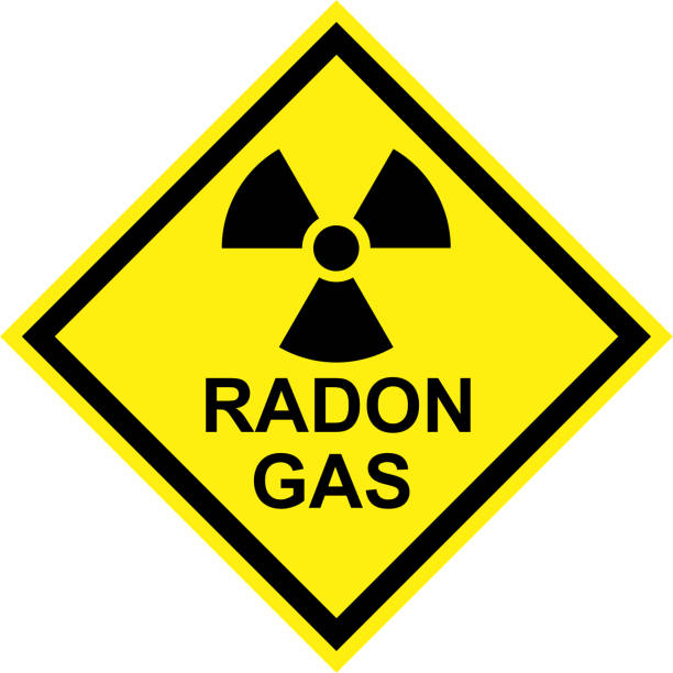 Yellow radiation hazard sign due to Radon Gas vector art illustration