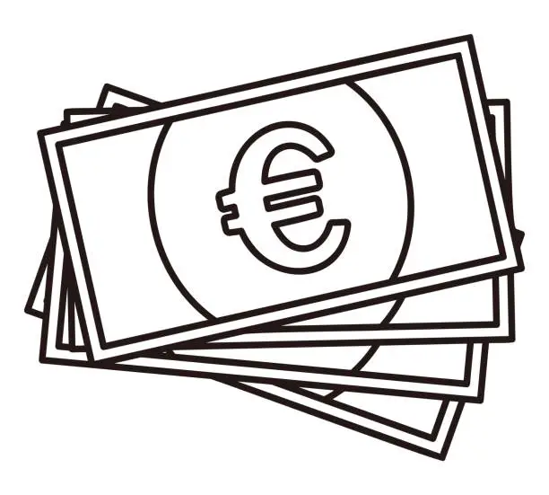 Vector illustration of euro bills isolated vector illustration