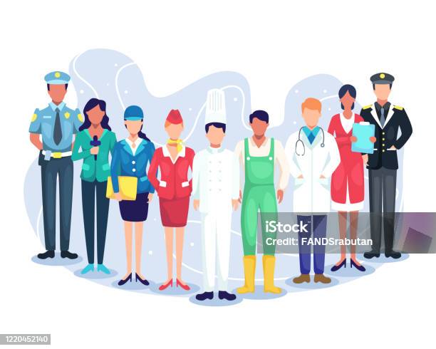People Group Different Occupation Set Stock Illustration - Download Image Now - Occupation, May Day - International Workers Day, Employment And Labor