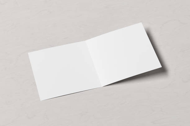 istock Blank square pages leaflet cover. Bi-fold or half-fold brochure isolated with clipping path. 1220459766