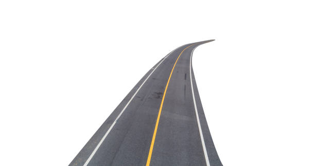 istock Asphalt road curve with yellow line on road on white background with clipping path. 1220460945