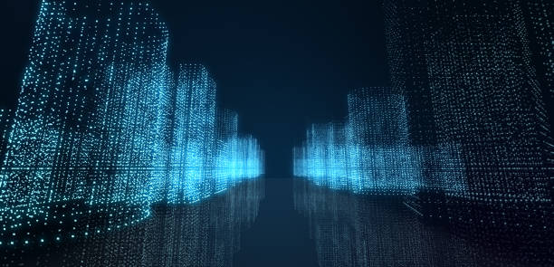 istock Abstract futuristic -  technology with polygonal shapes on dark blue background.  Design digital technology concept. Illustration. 3d rendering. 1220461672