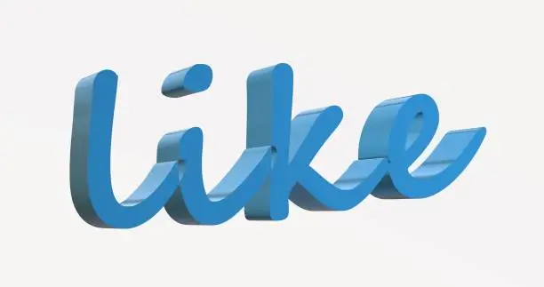the text of word ''like'' blue color . 3d illustration
