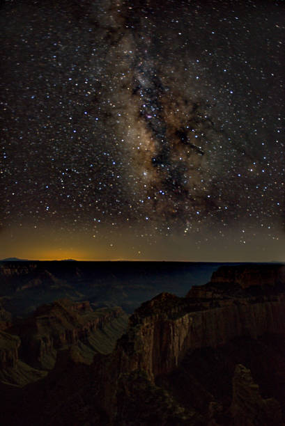 Milky Way Over Cape Royal - Vertical Grand Canyon National Park, Arizona cape royal stock pictures, royalty-free photos & images