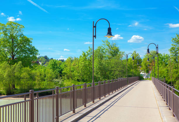 Bridge with lamps over the river Lech