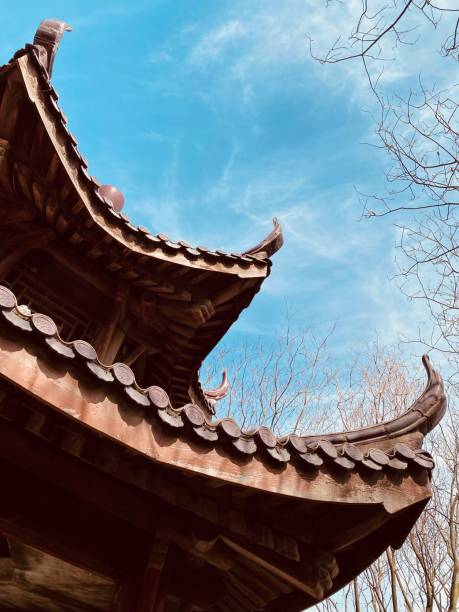 istock Stone arch in the temple, Classical Chinese temple view with Sakura trees in Spring. 1220466583