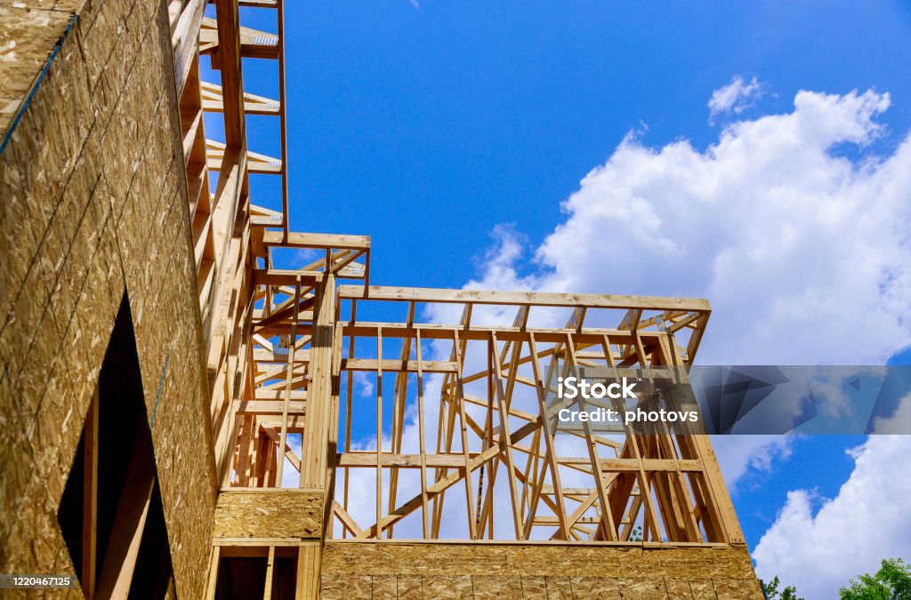 Building Frame Shape Wood Building Frame Structure On A New Development Stock Photo ...