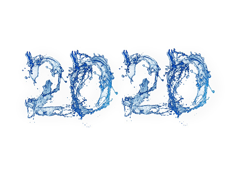 Abstract splashes in the shape of the numbers 2020