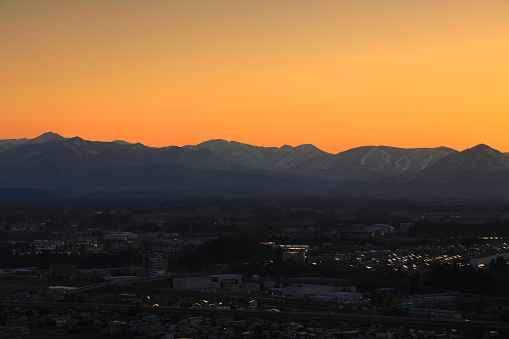 Iwate Prefecture mountains at sunset