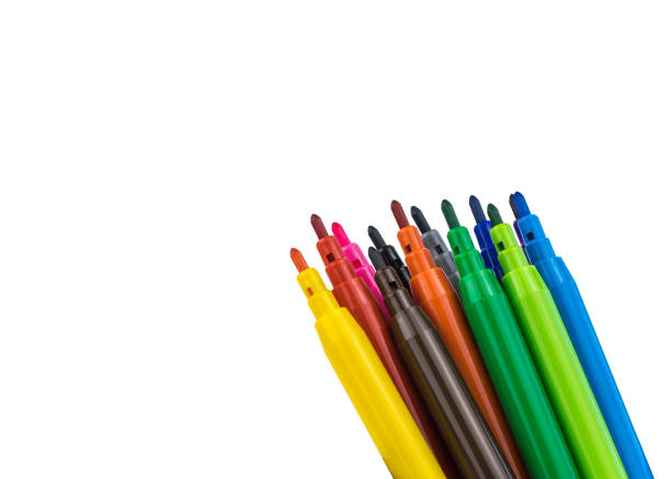 istock A large set of multicolored markers isolated on a white background. 1220477122