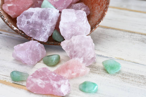 Rose Quartz and Green Aventurine Crystals