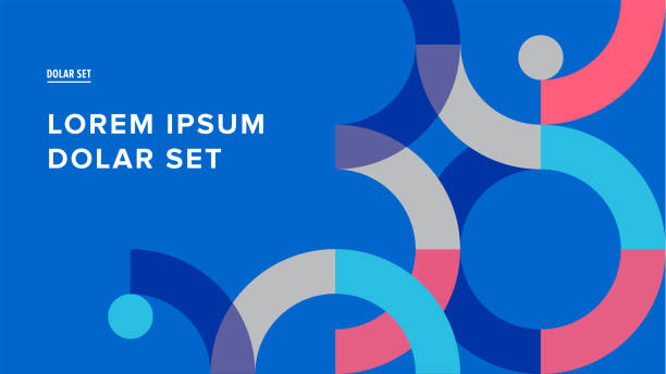 Presentation title slide design template with retro midcentury geometric graphics Abstract vector graphic appropriate for a variety of uses. Vector artwork is easy to colorize, manipulate, and scales to any size. background of a definition stock illustrations