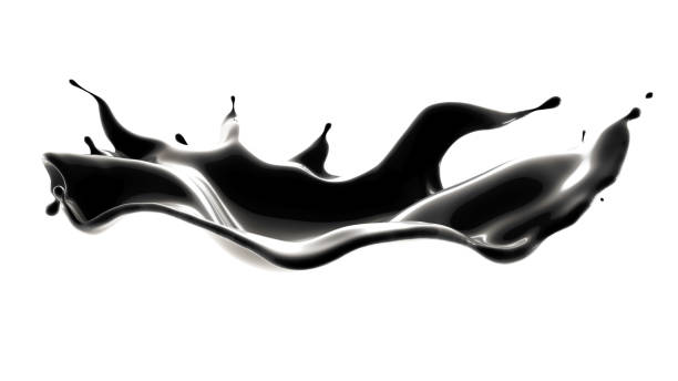 istock Splash of black liquid. 3d illustration, 3d rendering. 1220486524