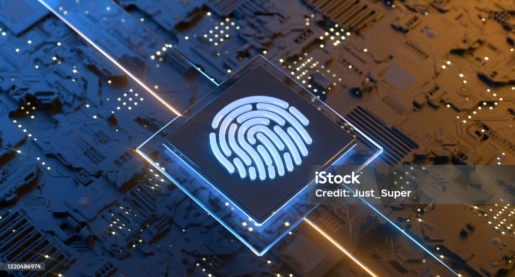 Digital Identity Scanner Cybersecurity Biometrics, Forensic Science, Network Security, Healthcare And Medicine, Computer Graphic Security Stock Photo
