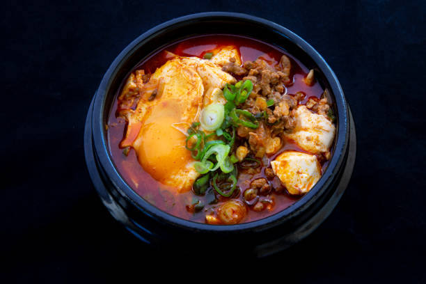 Army stew with noodle korean food isolated